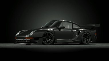 Markasız, jenerik konsept bir arabanın 3 boyutlu çizimi