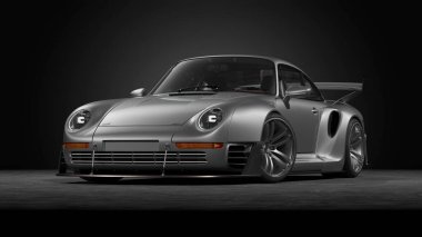 Markasız, jenerik konsept bir arabanın 3 boyutlu çizimi