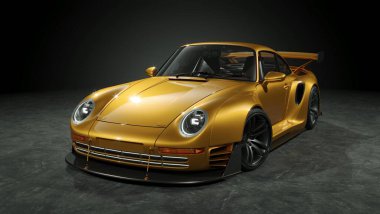 Markasız, jenerik konsept bir arabanın 3 boyutlu çizimi