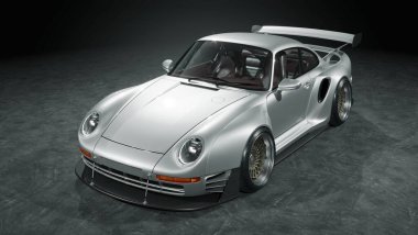 Markasız, jenerik konsept bir arabanın 3 boyutlu çizimi