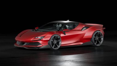 Markasız, jenerik konsept bir arabanın 3 boyutlu çizimi