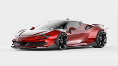 Markasız, jenerik konsept bir arabanın 3 boyutlu çizimi