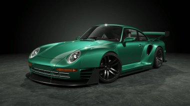 Markasız, jenerik konsept bir arabanın 3 boyutlu çizimi