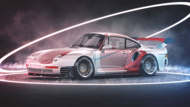 Markasız, jenerik konsept bir arabanın 3 boyutlu çizimi