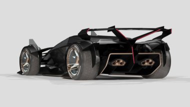 Markasız, jenerik konsept bir arabanın 3 boyutlu çizimi