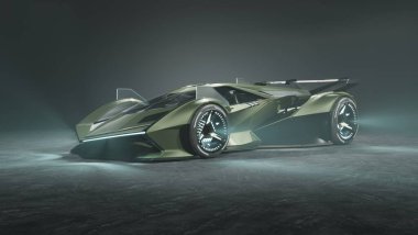 Markasız, jenerik konsept bir arabanın 3 boyutlu çizimi