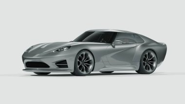 Markasız, jenerik konsept bir arabanın 3 boyutlu çizimi