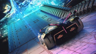 Markasız, jenerik konsept bir arabanın 3 boyutlu çizimi