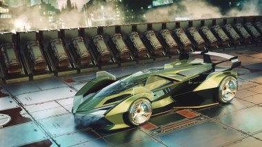 Markasız, jenerik konsept bir arabanın 3 boyutlu çizimi