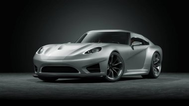 Markasız, jenerik konsept bir arabanın 3 boyutlu çizimi