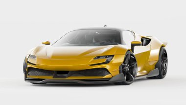 Markasız, jenerik konsept bir arabanın 3 boyutlu çizimi