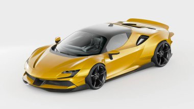 Markasız, jenerik konsept bir arabanın 3 boyutlu çizimi