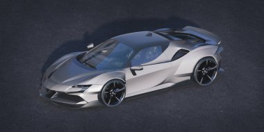 Markasız, jenerik konsept bir arabanın 3 boyutlu çizimi