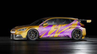 Markasız, jenerik konsept bir arabanın 3 boyutlu çizimi