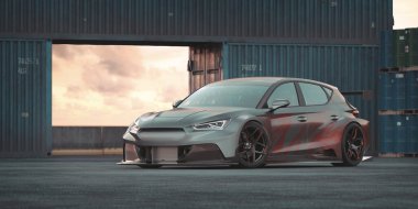 Markasız, jenerik konsept bir arabanın 3 boyutlu çizimi