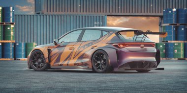 Markasız, jenerik konsept bir arabanın 3 boyutlu çizimi