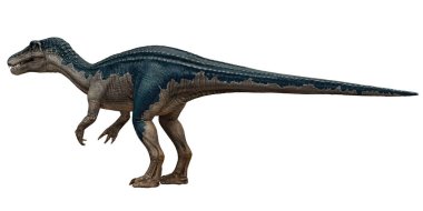 Beyaz arka planda gerçekçi dinozor modeli