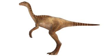 Beyaz arka planda izole edilmiş gerçekçi dinazor modeli.