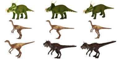 Çeşitli dinozor türlerinin tasviri