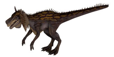 Vahşi bir dinozorun detaylı tasviri.