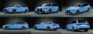 Markasız, jenerik konsept bir arabanın 3 boyutlu çizimi