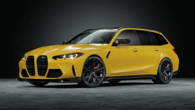 Markasız, jenerik konsept bir arabanın 3 boyutlu çizimi