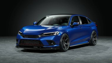 Markasız, jenerik konsept bir arabanın 3 boyutlu çizimi