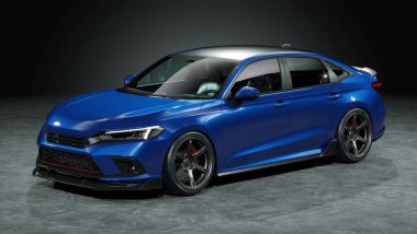 Markasız, jenerik konsept bir arabanın 3 boyutlu çizimi