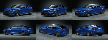 Markasız, jenerik konsept bir arabanın 3 boyutlu çizimi