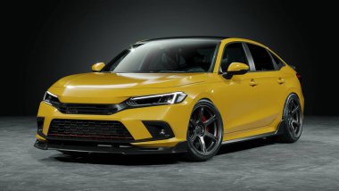 Markasız, jenerik konsept bir arabanın 3 boyutlu çizimi