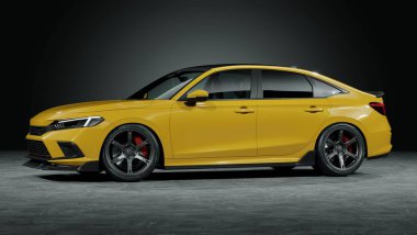 Markasız, jenerik konsept bir arabanın 3 boyutlu çizimi