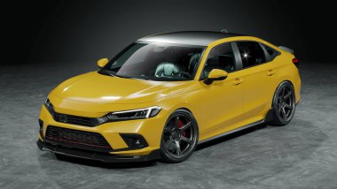 Markasız, jenerik konsept bir arabanın 3 boyutlu çizimi