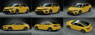 Markasız, jenerik konsept bir arabanın 3 boyutlu çizimi