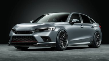 Markasız, jenerik konsept bir arabanın 3 boyutlu çizimi