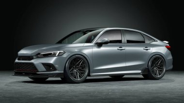 Markasız, jenerik konsept bir arabanın 3 boyutlu çizimi