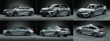 Markasız, jenerik konsept bir arabanın 3 boyutlu çizimi