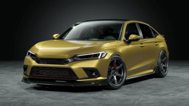 Markasız, jenerik konsept bir arabanın 3 boyutlu çizimi