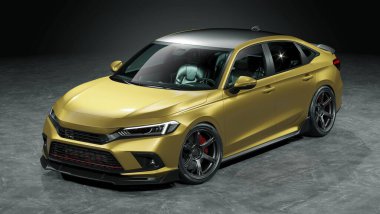 Markasız, jenerik konsept bir arabanın 3 boyutlu çizimi