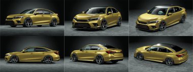 Markasız, jenerik konsept bir arabanın 3 boyutlu çizimi