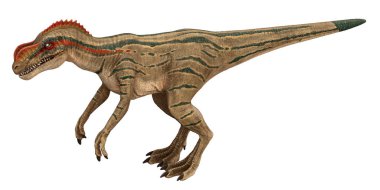Görkemli Allosaurus dinozoru, canlı gibi detaylı olarak.