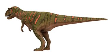 Canlı işaretli gerçekçi dinozor çizimi.