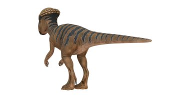 Çizgili desenli gerçekçi dinozor modeli