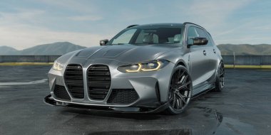 Markasız, jenerik konsept bir arabanın 3 boyutlu çizimi