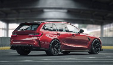 Markasız, jenerik konsept bir arabanın 3 boyutlu çizimi