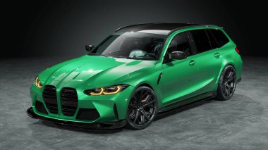 Markasız, jenerik konsept bir arabanın 3 boyutlu çizimi