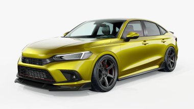 Markasız, jenerik konsept bir arabanın 3 boyutlu çizimi