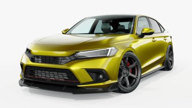 Markasız, jenerik konsept bir arabanın 3 boyutlu çizimi