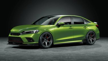 Markasız, jenerik konsept bir arabanın 3 boyutlu çizimi