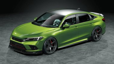 Markasız, jenerik konsept bir arabanın 3 boyutlu çizimi