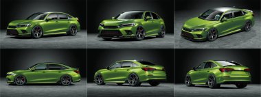 Markasız, jenerik konsept bir arabanın 3 boyutlu çizimi